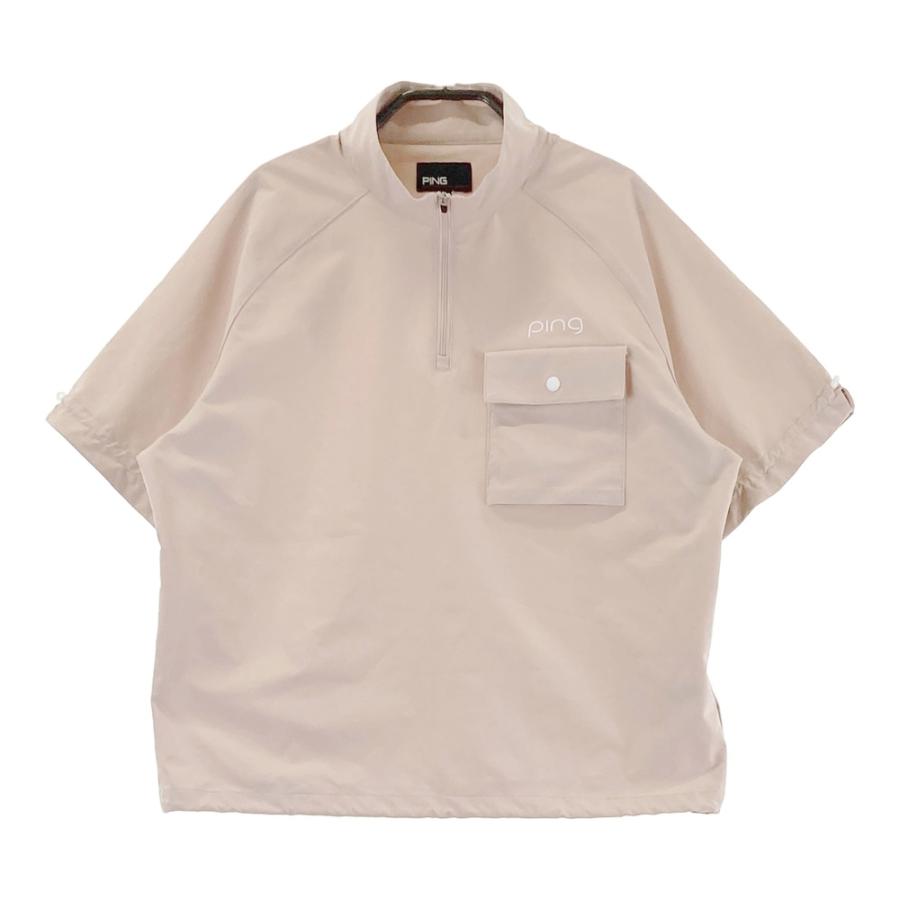 PING ピン ; 2025年モデル ハーフジップ 半袖プルオーバー ベージュ系