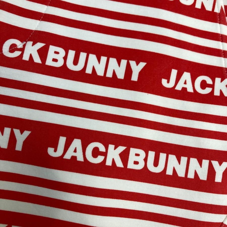 未使用　JACK BUNNY ゴルフウェア　総柄　ロゴ　(M) ストレッチ JACK BUNNY ジャックバニー ストレッチパンツ ボーダー ロゴ柄 レッド