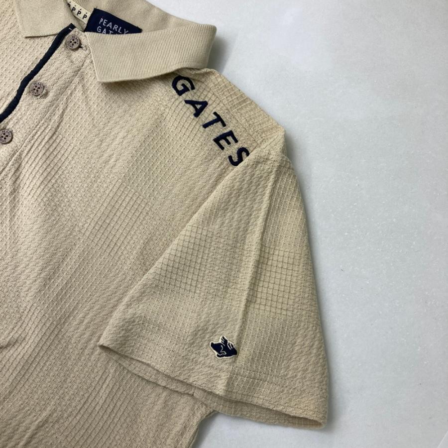 PEARLY GATES ポロシャツ ベージュ PEARLY GATES パーリーゲイツ 肩ロゴ刺繍 半袖ポロシャツ