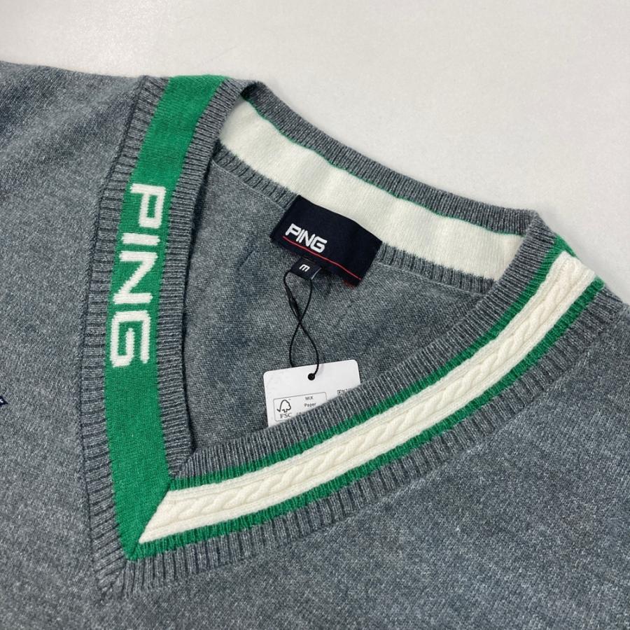 新品】PING ピン 2023年 ニットベスト グレー系 M ゴルフウェア メンズ