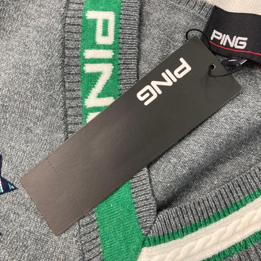 新品】PING ピン 2023年 ニットベスト グレー系 M ゴルフウェア メンズ