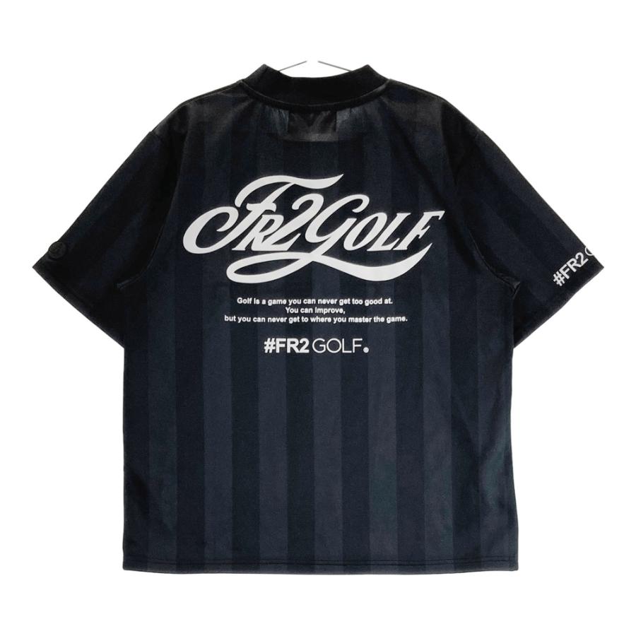 FR2 GOLF サイズ 2XL ブラックストライプ　モックネックシャツ FR2 GOLF エフアールツーゴルフ モックネック 半袖Tシャツ ストライプ