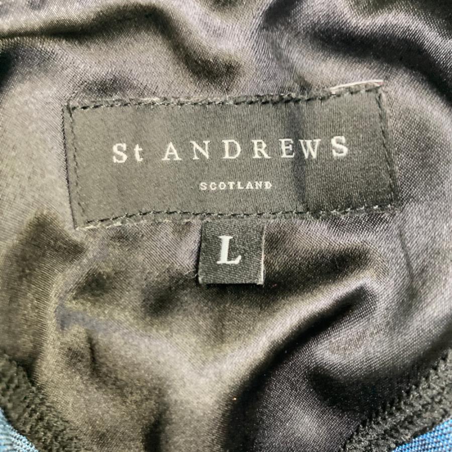 ST ANDREWS セントアンドリュース 半袖ポロシャツ 総柄 ブルー系 L