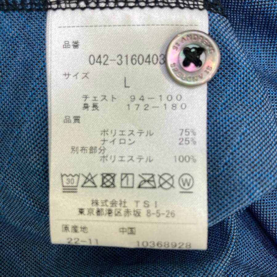 サイズ：L ST ANDREWS セントアンドリュース  半袖ポロシャツ 総柄 ブルー系 [240101527837] ゴルフウェア メンズ ストスト ST ANDREWS セントアンドリュース 半袖ポロシャツ 総柄 ブルー系 L