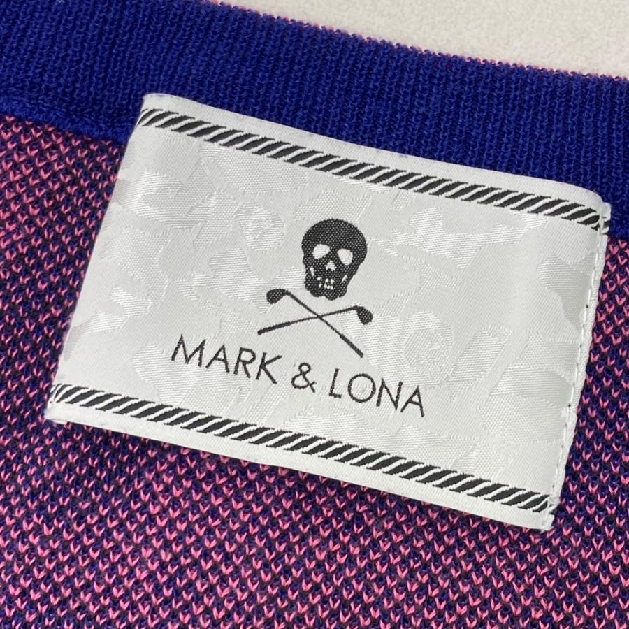 MARK\u0026LONA マークアンドロナ  Vネック ニットセーター 迷彩柄 カモフラ ブルー系 L ゴルフウェア メンズの画像