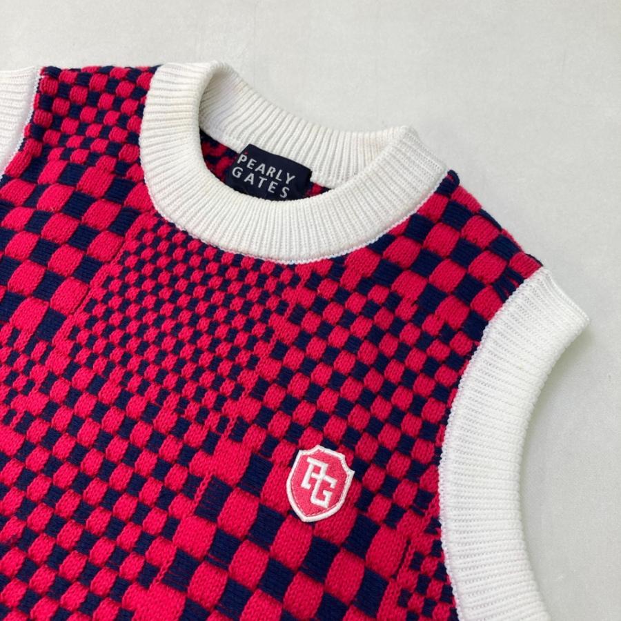 PEARLY GATES パーリーゲイツ ニットベスト チェック柄 ピンク系