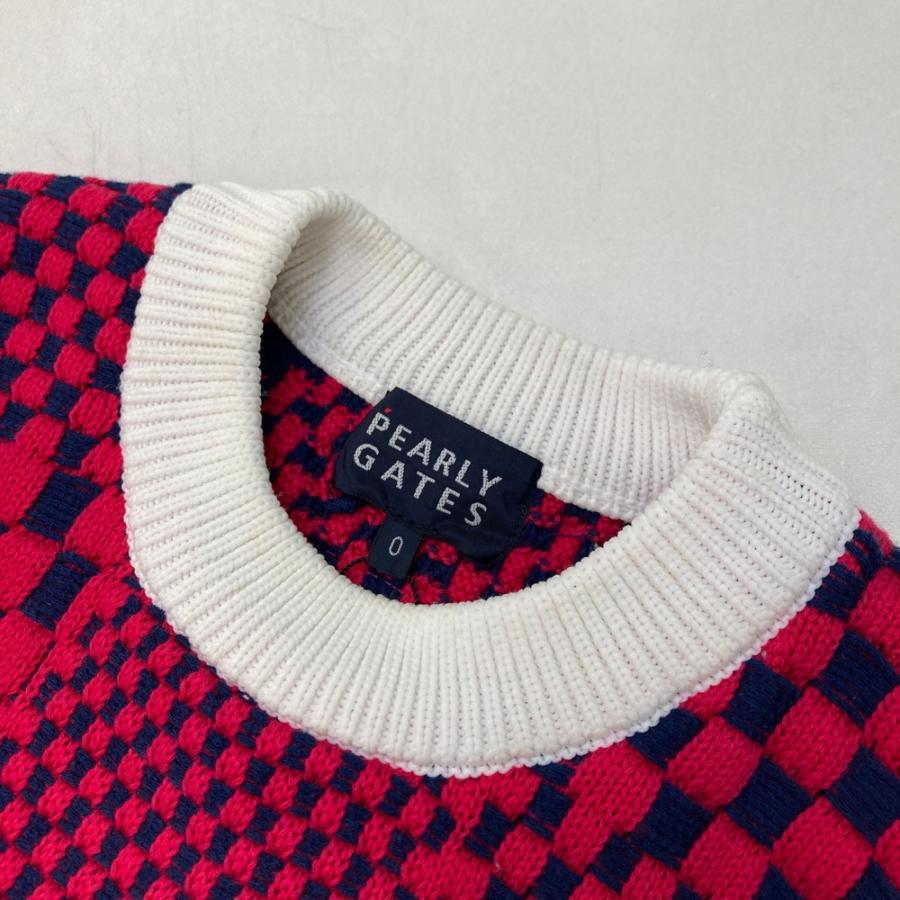 PEARLY GATES パーリーゲイツ ニットベスト チェック柄 ピンク系