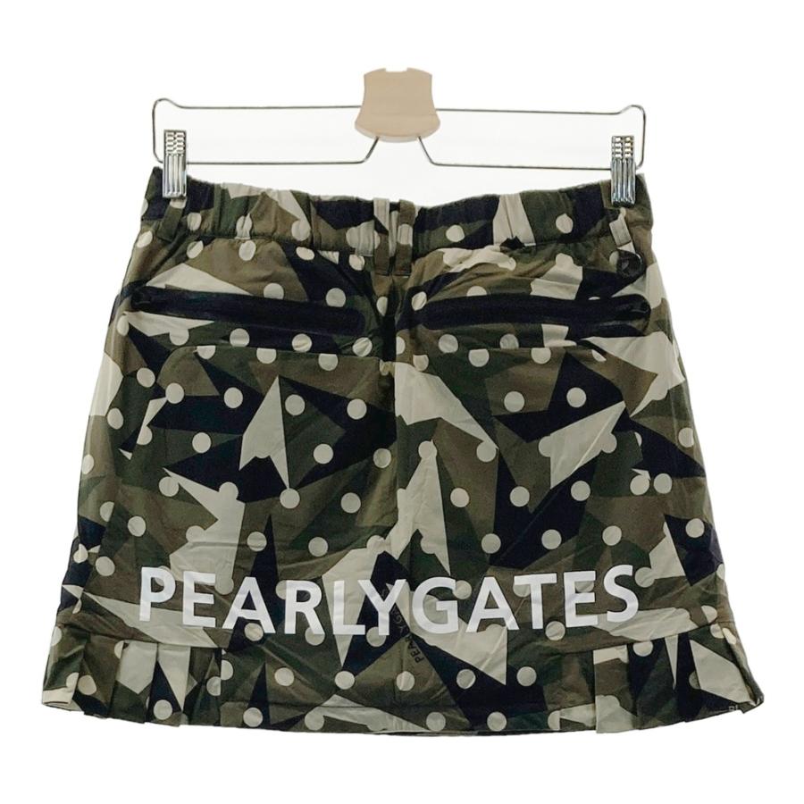 PEARLY GATES パーリーゲイツ  裏メッシュ ナイロン ストレッチスカート カモフラ調 総柄 カーキ系 1 ゴルフウェア レディースの画像