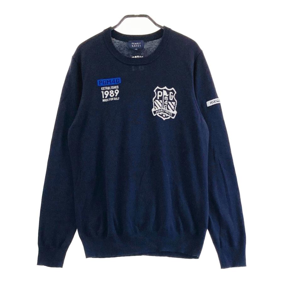 極美品【パーリーゲイツ】ニット セーター XL ビッグロゴ ネイビー 近年モデル PEARLY GATES パーリーゲイツ 30周年 ニットセーター ネイビー系 4