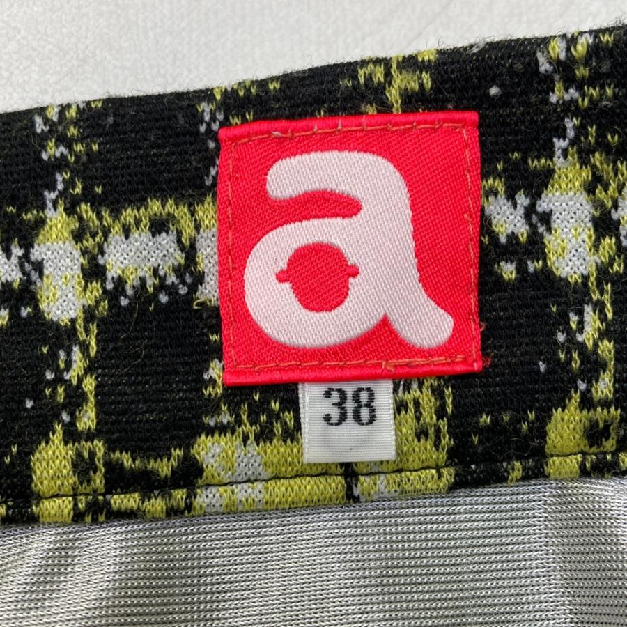 ARCHIVIO アルチビオ ; 蓄熱 ニットスカート チェック柄 イエロー系 38
