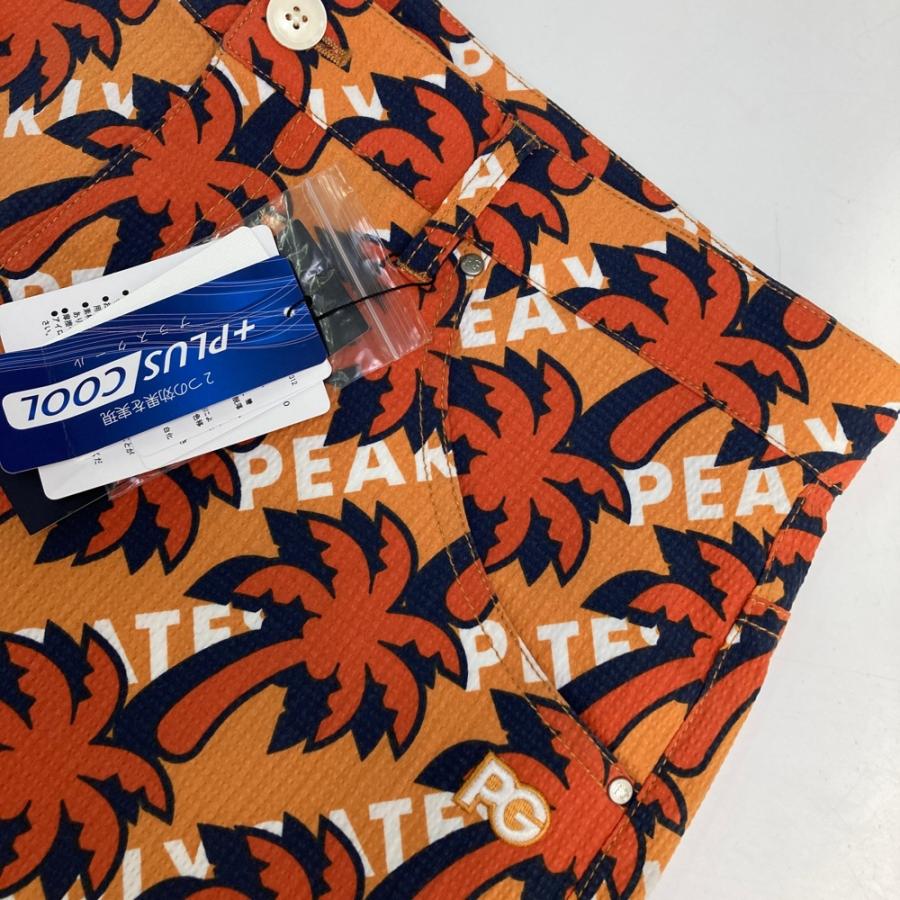 新品 パーリーゲイツ シアサッカーヤシの木 ハーフパンツ M（80cm）オレンジ PEARLY GATES パーリーゲイツ ハーフパンツ シアサッカー ヤシの木総柄