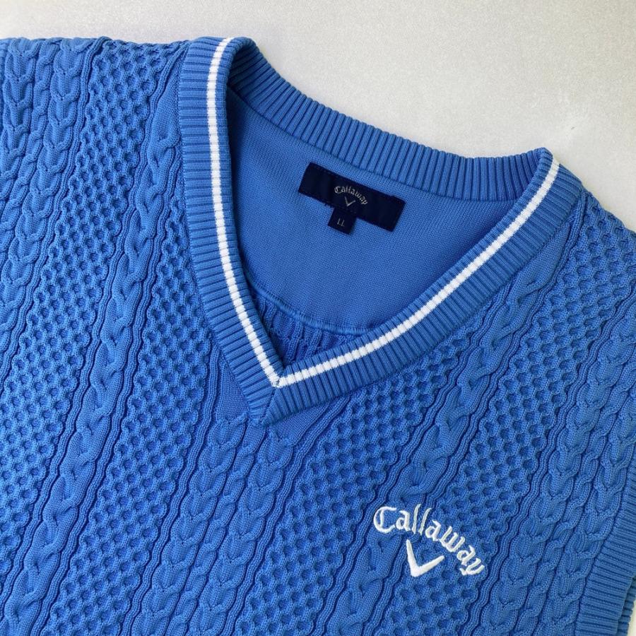 CALLAWAY キャロウェイ Vネック ニットベスト ブルー系 LL ゴルフ