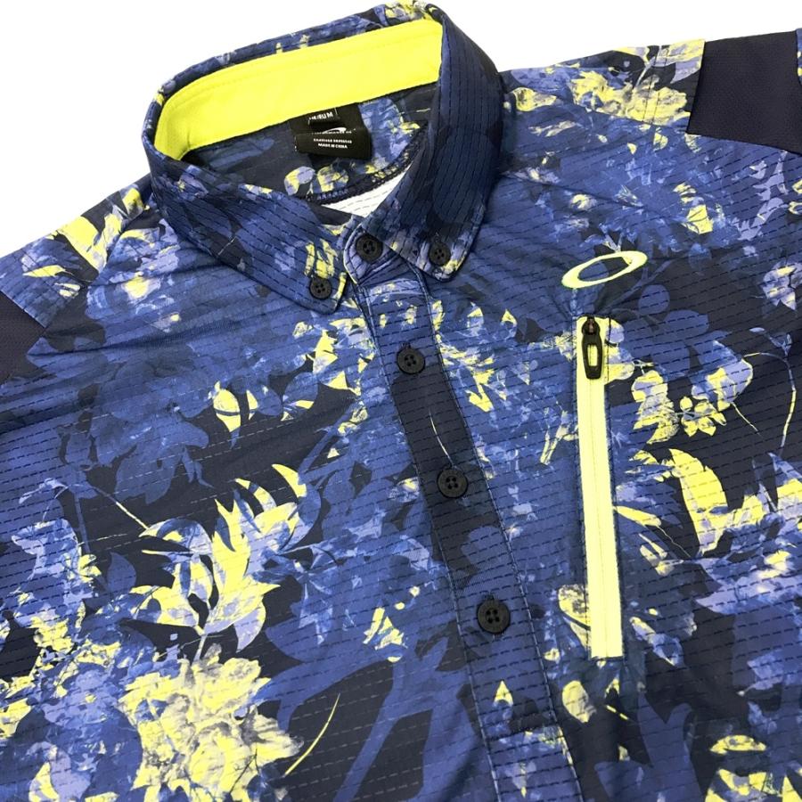 OAKLEY オークリー FOA404488 ボタンダウン 半袖ポロシャツ 花 総柄