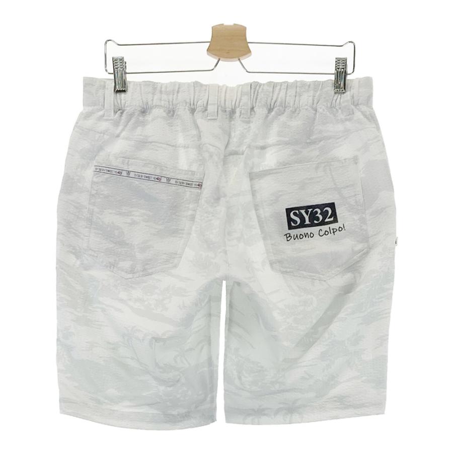 サイズ：XL SY32 BY SWEET YEARS GOLF エスワイサーティトゥ  ハーフパンツ シアサッカー パームツリー柄 グレー系 [240101531949] ゴルフウェア メンズ ストスト SY32 BY SWEET YEARS GOLF エスワイサーティトゥ ハーフパンツ シア