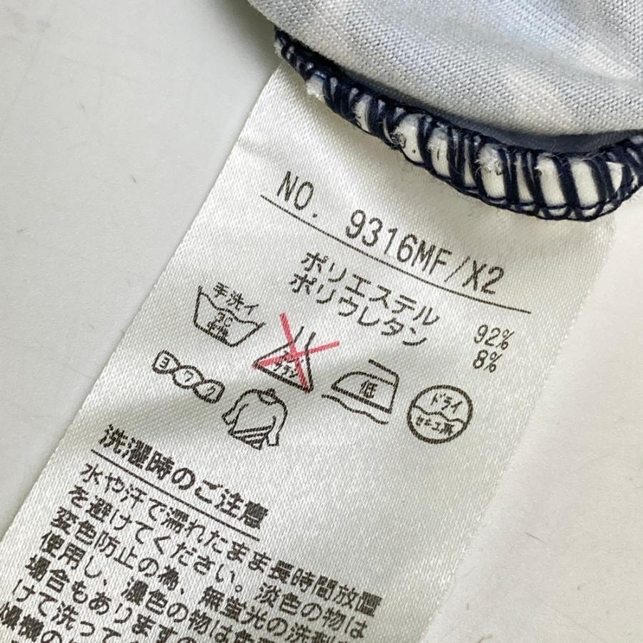 AND PER SE アンパスィ 長袖ポロシャツ ボタンダウン 総柄 ネイビー系