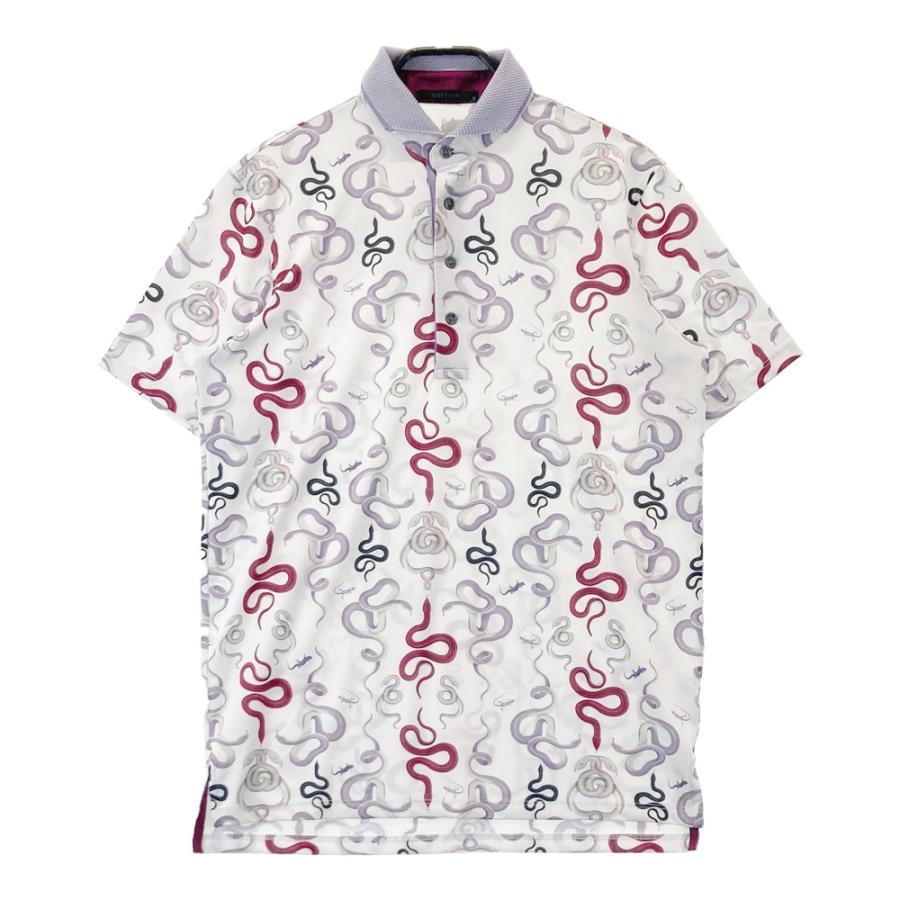 GREYSON グレイソン 半袖ポロシャツ 総柄 ホワイト系 S ゴルフウェア