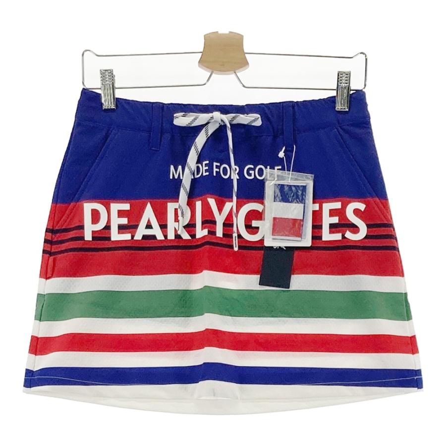 サイズ：0 PEARLY GATES パーリーゲイツ 055-1134604 ストレッチスカート ボーダー柄 ブルー系 [240101523856] ゴルフウェア レディース ストスト PEARLY GATES（パーリーゲイツ） 【新品】PEARLY GATES 055-1134604