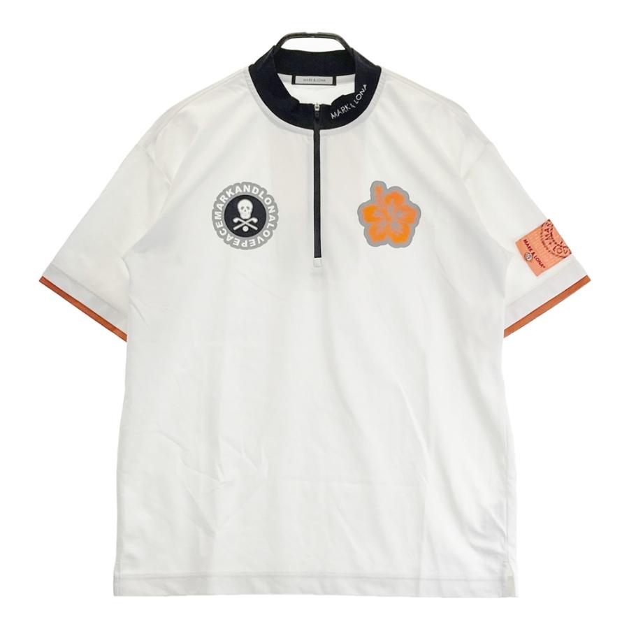 新品・MARK & LONA メンズハーフジップ MARK&LONA マークアンドロナ ハーフジップ 半袖Tシャツ ホワイト