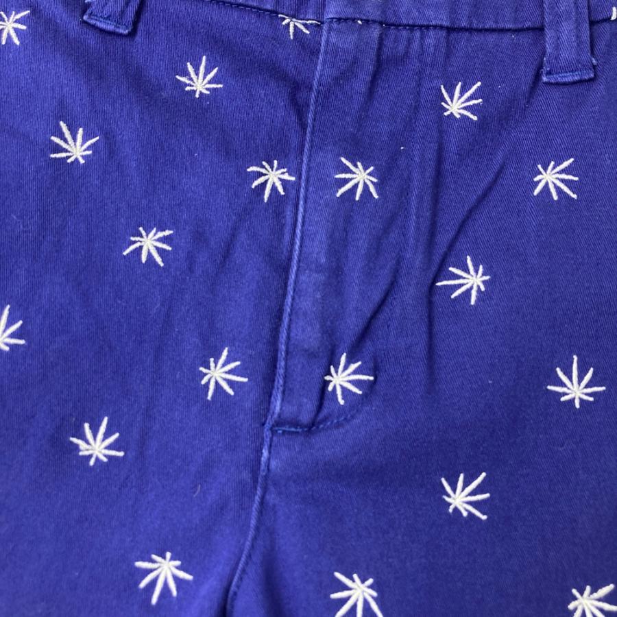 MARK&LONA マークアンドロナ ストレッチパンツ 刺繍 総柄 ブルー系 L