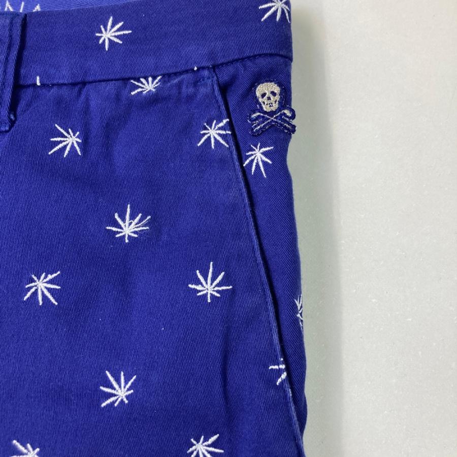 MARK&LONA マークアンドロナ ストレッチパンツ 刺繍 総柄 ブルー系 L