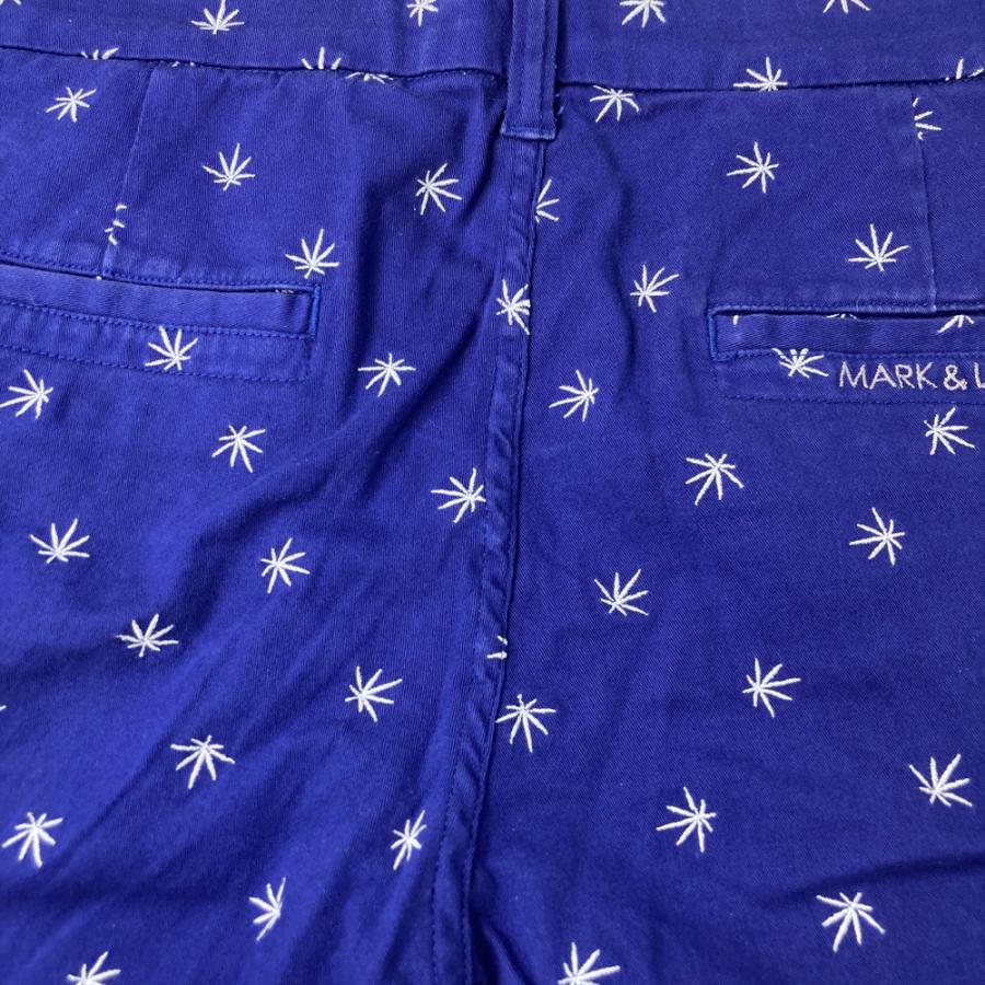 MARK&LONA マークアンドロナ ストレッチパンツ 刺繍 総柄 ブルー系 L