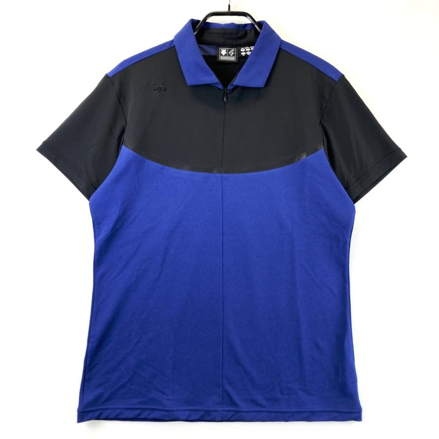 DESCENTE GOLF デサントゴルフ ハーフジップ 半袖ポロシャツ ブルー系 