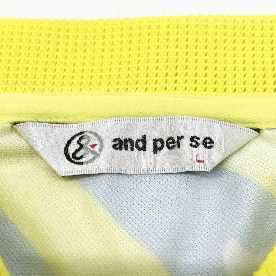 AND PER SE アンパスィ 半袖ポロシャツ 斜めストライプ柄