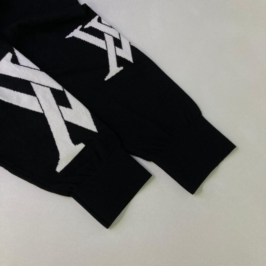 ANEW GOLF アニューゴルフ ニットセーター ロゴ総柄 ブラック系 L