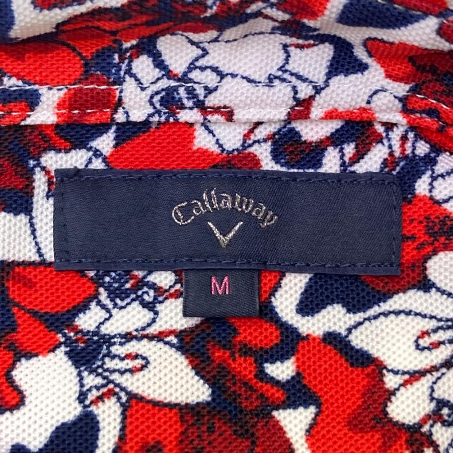 Callaway（キャロウェイ） 半袖 ポロ ワンピース 花 総柄 レッド系 M