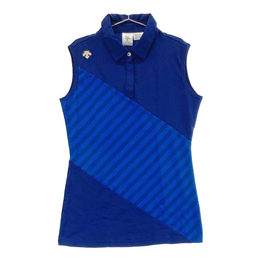 DESCENTE GOLF ストライプ柄ゴルフシャツ DESCENTE GOLF デサントゴルフ ノースリーブポロシャツ ストライプ柄
