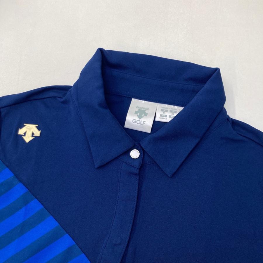 DESCENTE GOLF デサントゴルフ ノースリーブポロシャツ ストライプ柄
