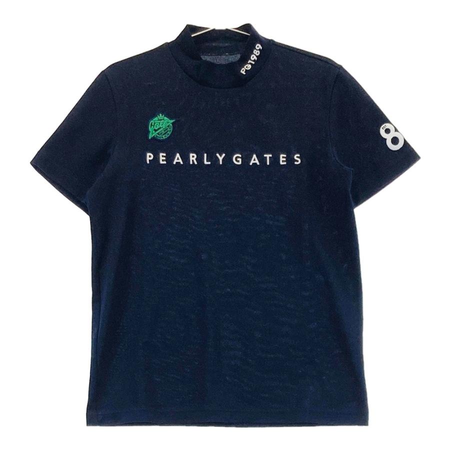 サイズ：0 PEARLY GATES パーリーゲイツ  ハイネック半袖Tシャツ  ネイビー系 [240101464007] ゴルフウェア レディース ストスト PEARLY GATES パーリーゲイツ ハイネック 半袖Tシャツ ネイビー系 3