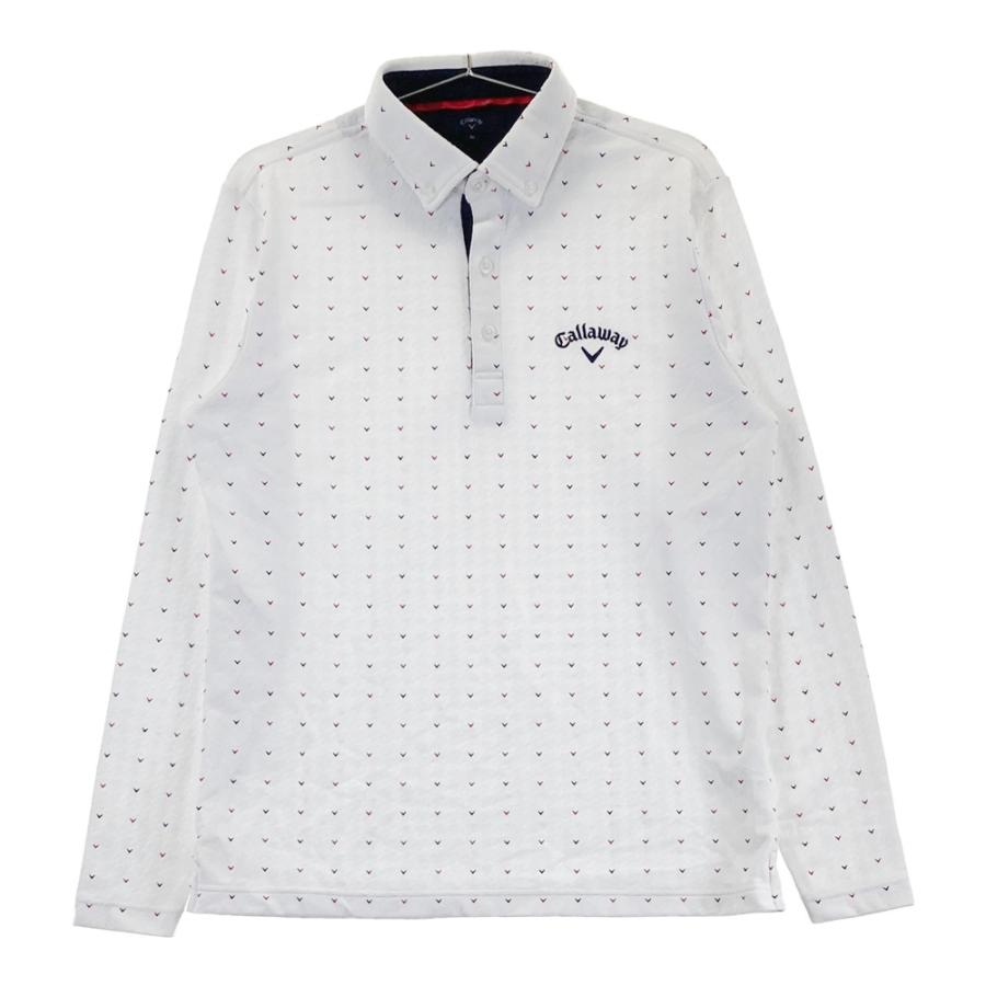 CALLAWAY キャロウェイ 長袖ポロシャツ ボタンダウン ロゴ 千鳥柄