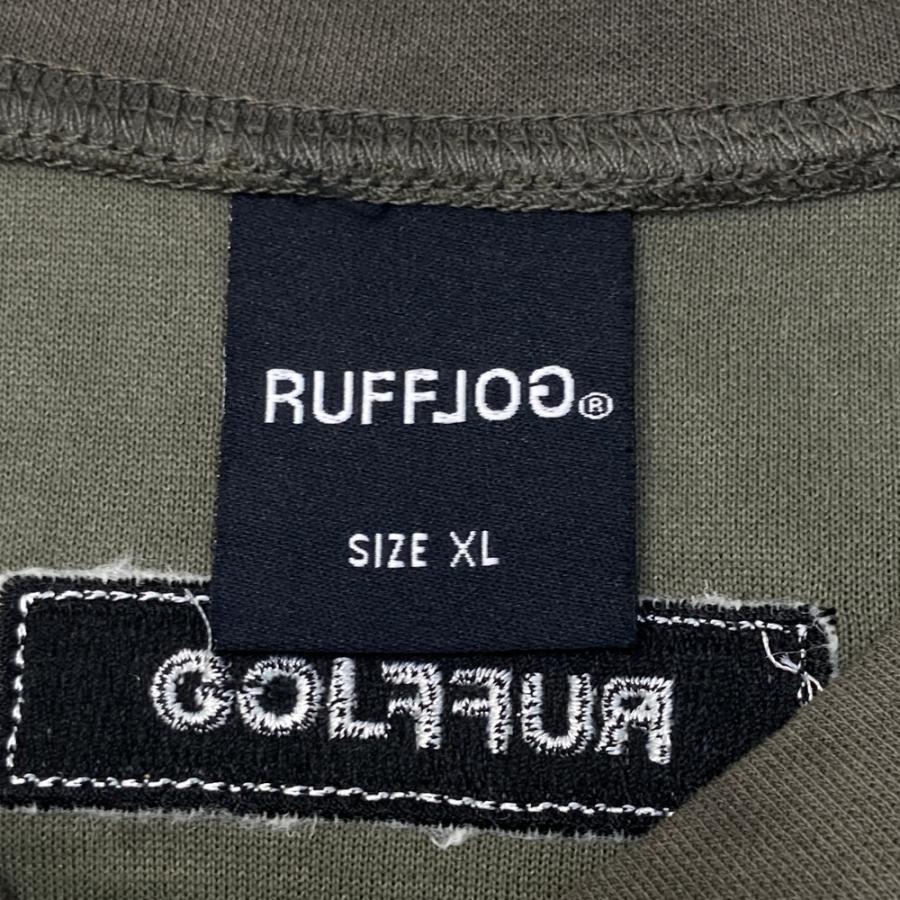 ラフロッグ　半袖モックネックシャツ　M メンズ　グレー　ゴルフ　RUFFLOG 美品】RUFFLOG ラフロッグ 半袖モックネックTシャツ グレー系 XL