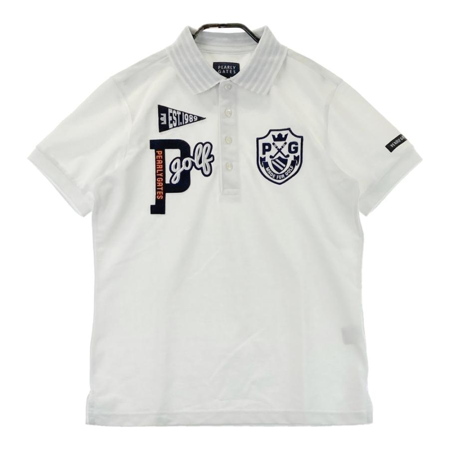 PEARLY GATES ポロシャツ サイズ4 ホワイトパーリーゲイツゴルフ半袖 PEARLY GATES パーリーゲイツ 半袖ポロシャツ ホワイト系 4