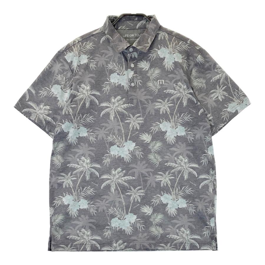 TRAVIS MATHEW トラビスマシュー 半袖ポロシャツ 総柄 グレー系 M