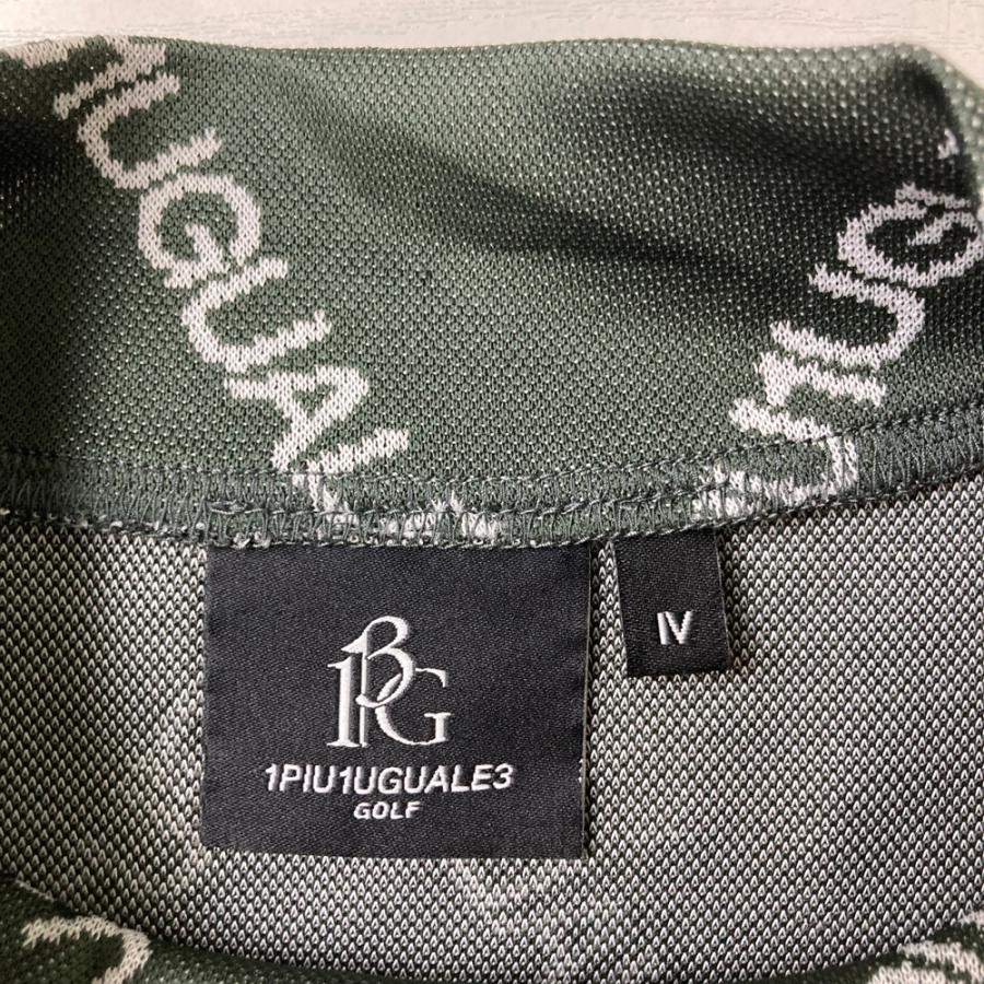 サイズ：4 1PIU1UGUALE3 GOLF GRK063 ハイネック 半袖Tシャツ ロゴ総柄 カーキ系 [240101539015] ゴルフウェア メンズ ストスト 1PIU1UGUALE3 GOLF GRK063 ハイネック 半袖Tシャツ ロゴ総柄 カーキ系