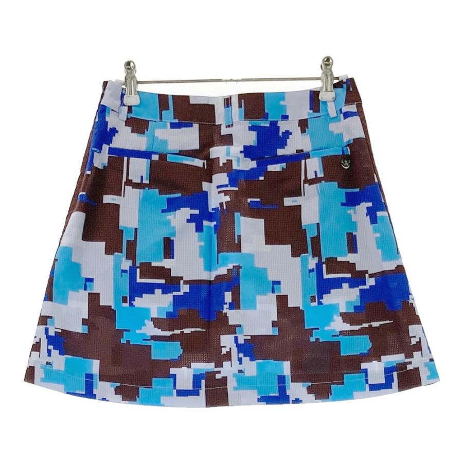美品！　LANVIN SPORT 総柄　スカート　44 NAVY プリントボーダー柄スカート【Sunscreen NIR レディースウェア
