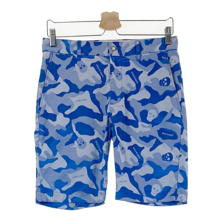 マークアンドロナ　ストレッチ　ハーフパンツ　カモフラ柄　白 MARK&LONA マークアンドロナ ストレッチハーフパンツ ロゴ×カモフラ柄