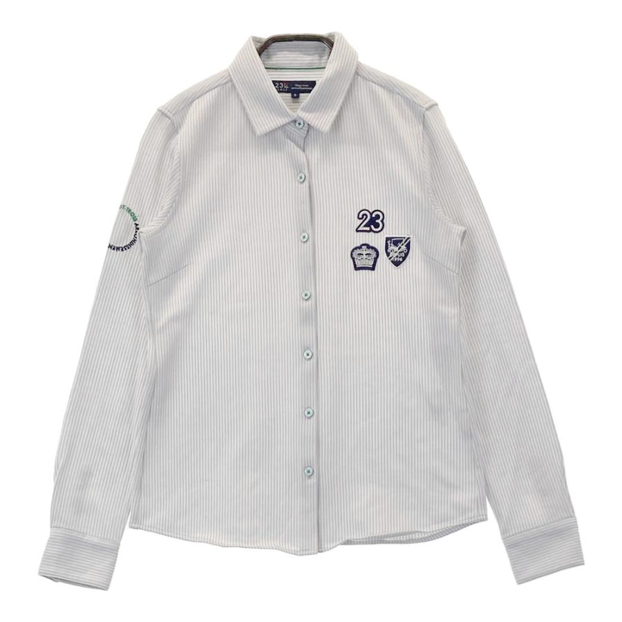 23区GOLF ニジュウサンクゴルフ 長袖シャツ ストライプ柄 グレー系 0