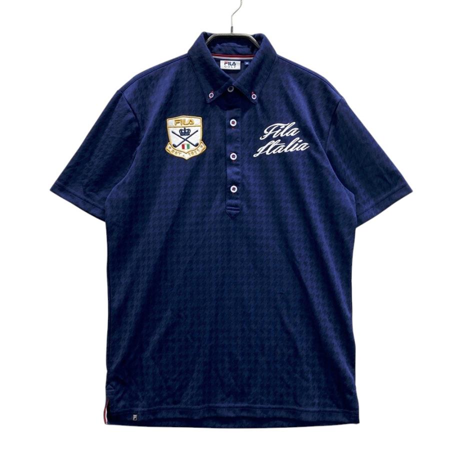 FILA GOLF フィラゴルフ ML5IM637 半袖ポロシャツ ボタンダウン 千鳥柄
