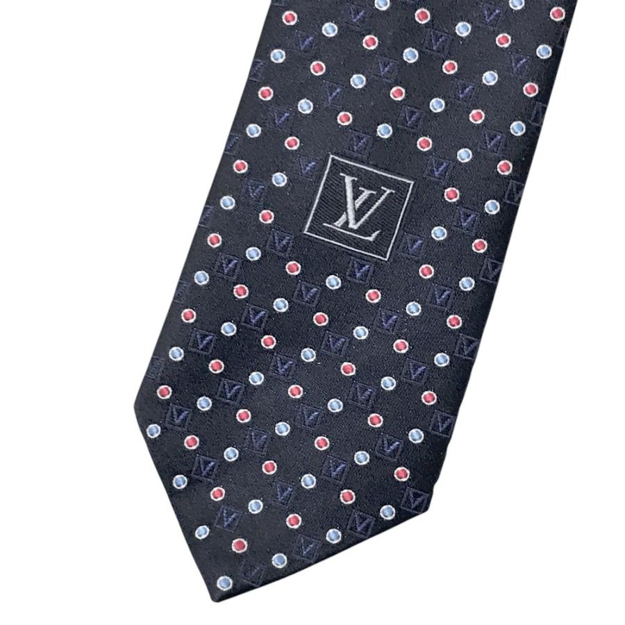 新品】LOUIS VUITTON ルイ ヴィトン ネクタイ シルク 総柄 ネイビー系