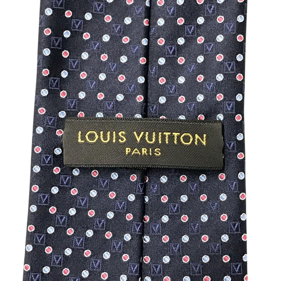 新品】LOUIS VUITTON ルイ ヴィトン ネクタイ シルク 総柄 ネイビー系