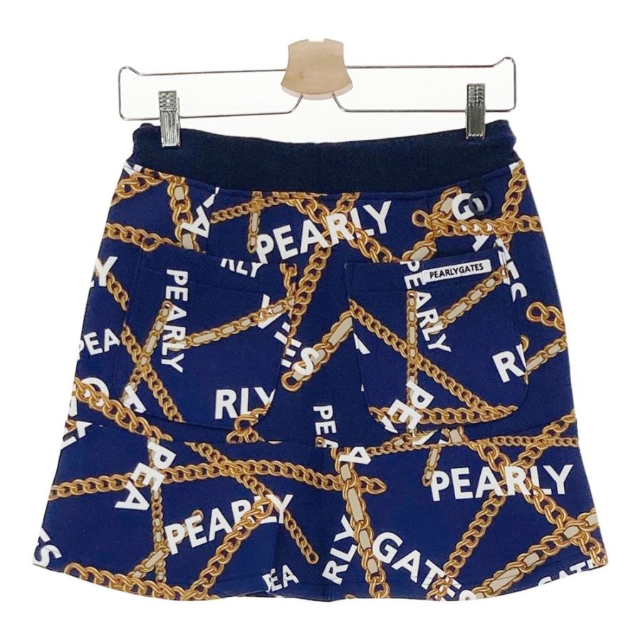 【新品】PEARLY GATES パーリーゲイツ 055-2234036 ストレッチスカート チェーン柄 ネイビー系 0 ゴルフウェア レディース_1