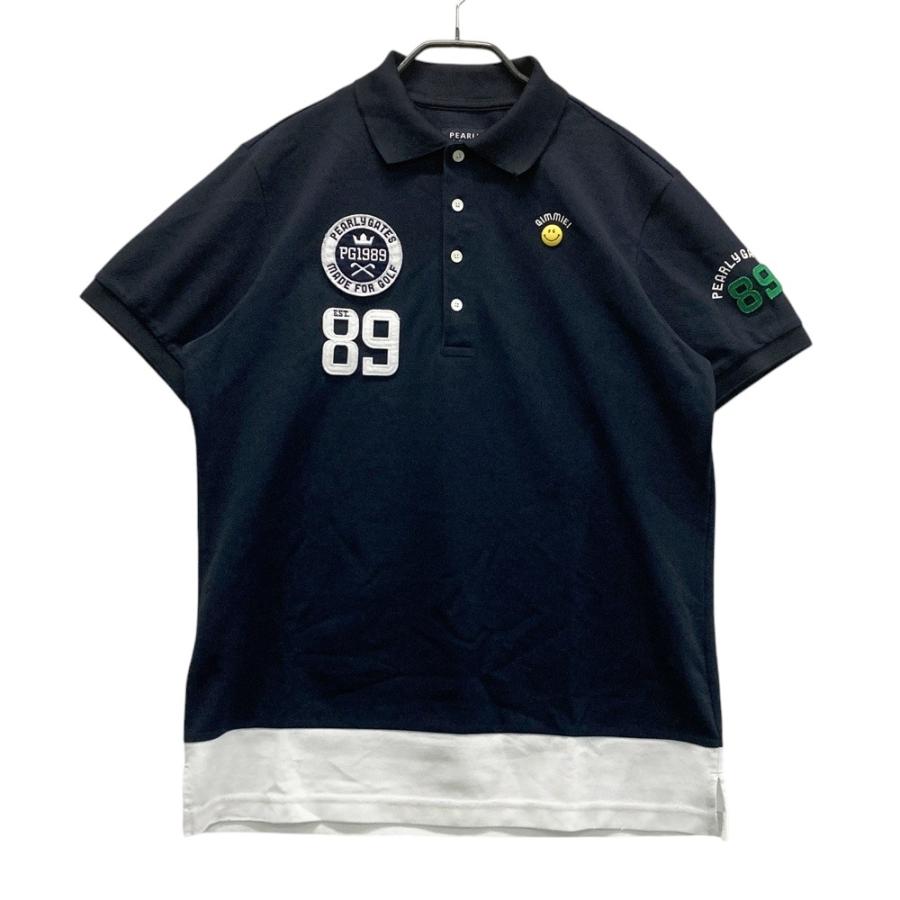 パーリーゲイツ ニコちゃん ポロシャツ 日本製 ネイビー サイズ0 PEARLY GATES パーリーゲイツ 半袖ポロシャツ ニコちゃん ネイビー系 6