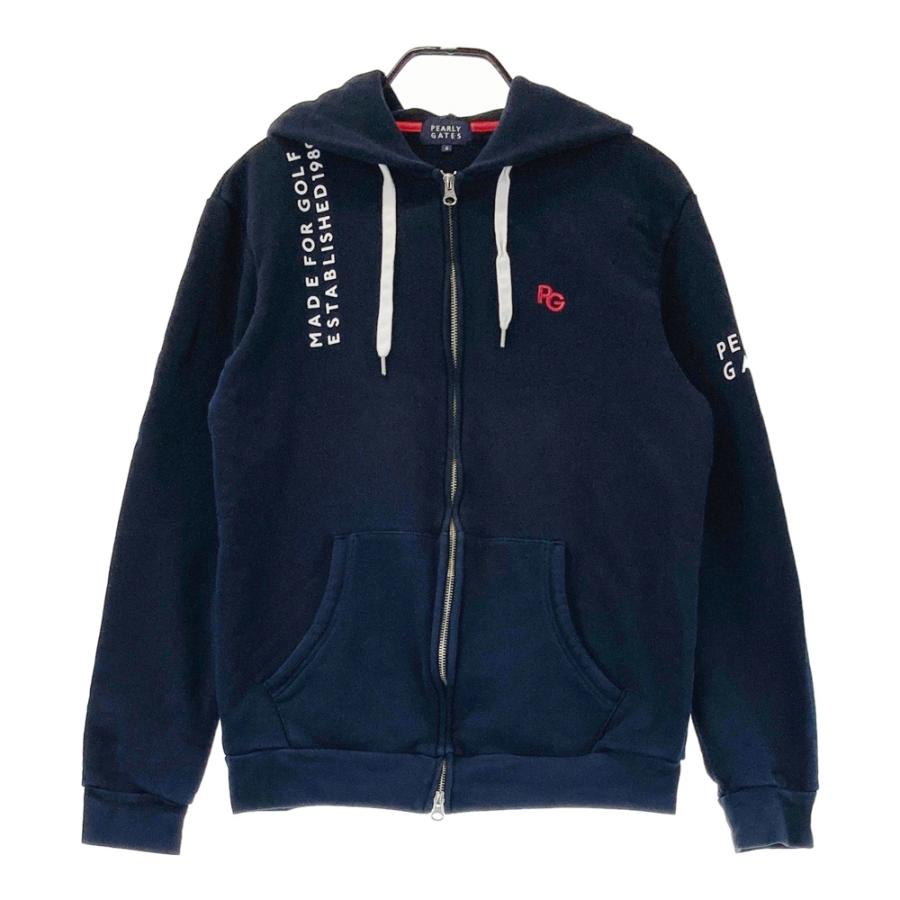 パーリーゲイツ ジップパーカー PEARLY GATES（パーリーゲイツ） ジップパーカー 黒×白 肩ロゴ
