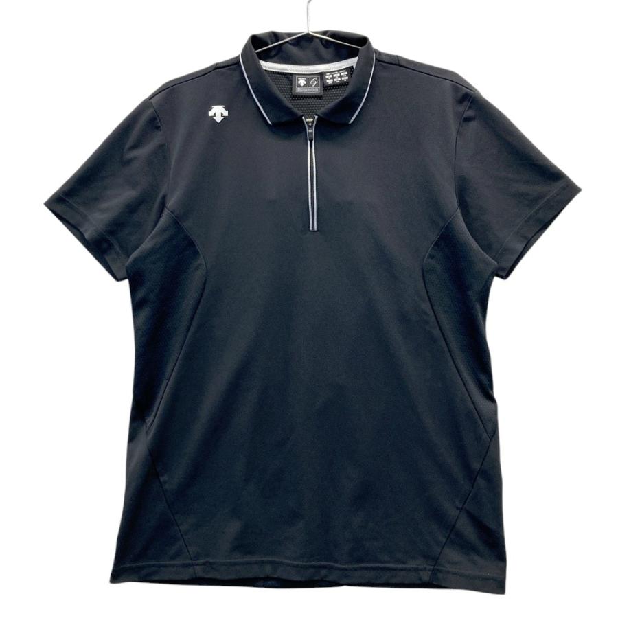 DESCENTE GOLF デサントゴルフ ハーフジップ 半袖ポロシャツ ブラック