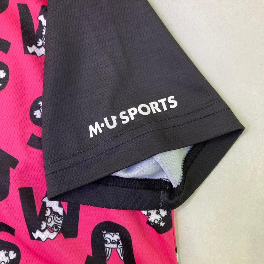 M.U SPORTS エムユースポーツ 半袖ポロ ワンピース 犬 ロゴ 総柄