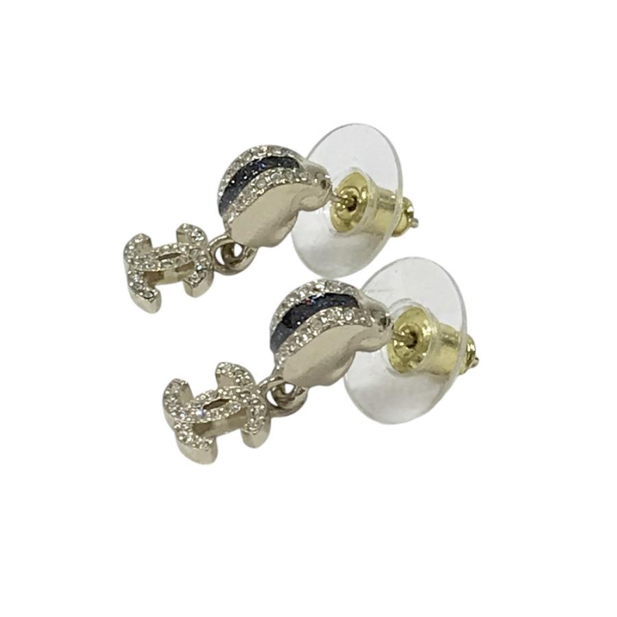 CHANEL シャネル C25B ピアス ココマーク ラインストーン ブラック系 