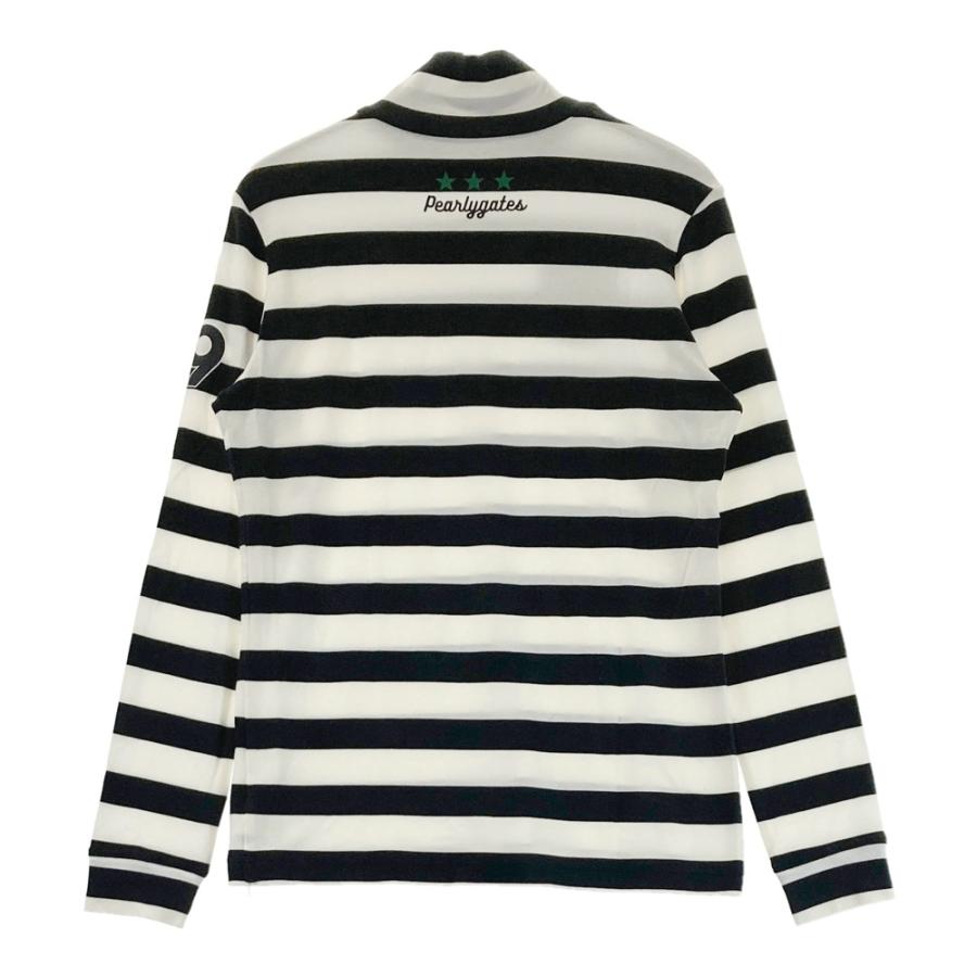 サイズ：0 PEARLY GATES パーリーゲイツ  ハイネック 長袖Tシャツ ボーダー柄 ホワイト系 [240101428378] ゴルフウェア レディース ストスト PEARLY GATES（パーリーゲイツ） ハイネック 長袖Tシャツ ボーダー柄